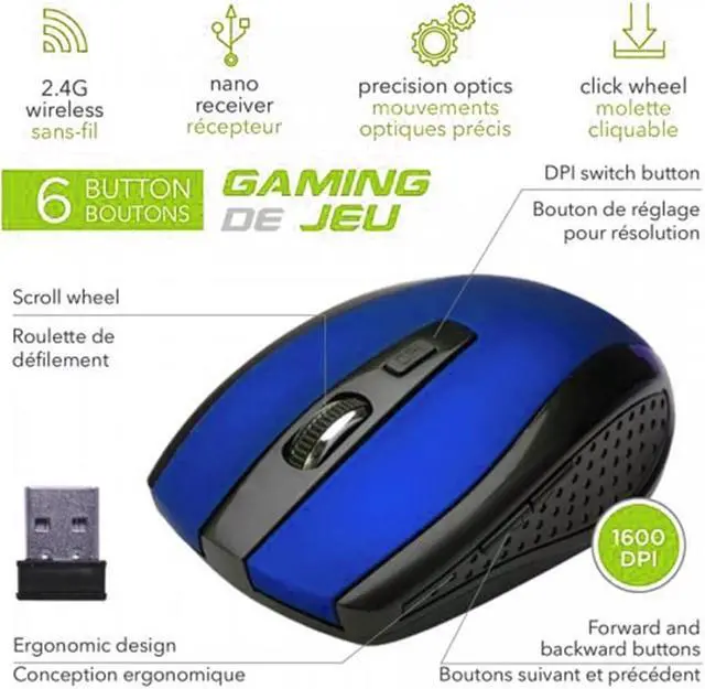 Alt view image 2 of 2 - Elink CM524 - 6 Button Wireless Optical Gaming Mouse With Click Wheel and Nano Receiver