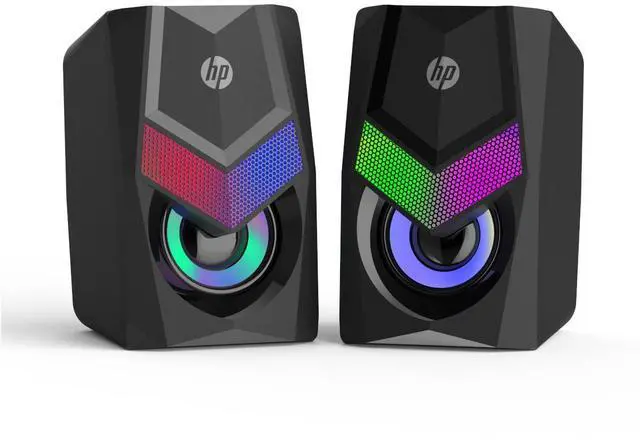 Main image of HP - 2.0 Stereo Computer Speakers with Backlight, 3.5 mm Jack, Black