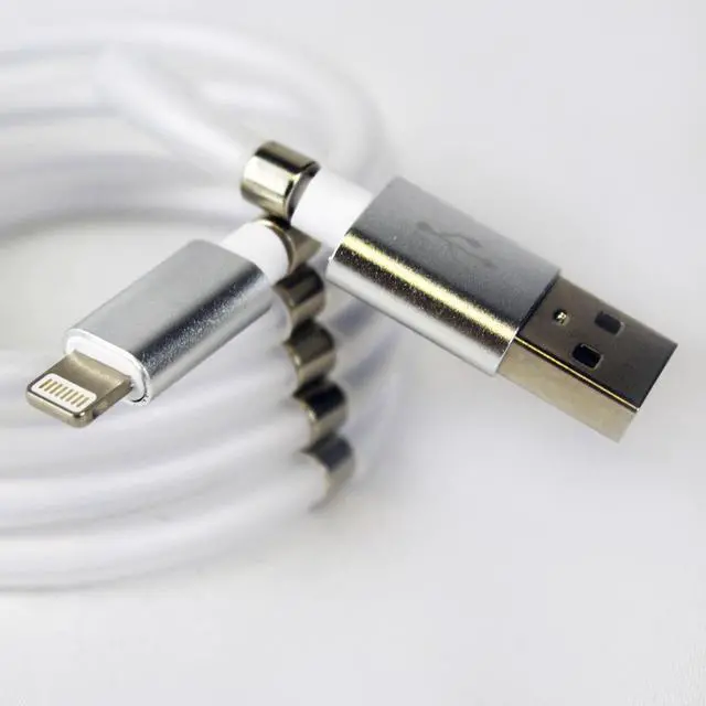 Alt view image 3 of 4 - GlobalTone - USB-A to Lightning Cable with Magnetic Storage System, 2.4A, 1 Meter Length, White