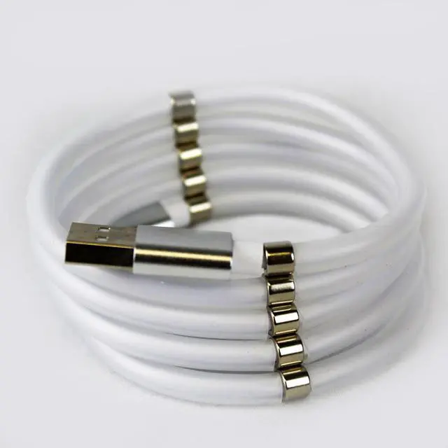 Alt view image 2 of 4 - GlobalTone - USB-A to Lightning Cable with Magnetic Storage System, 2.4A, 1 Meter Length, White