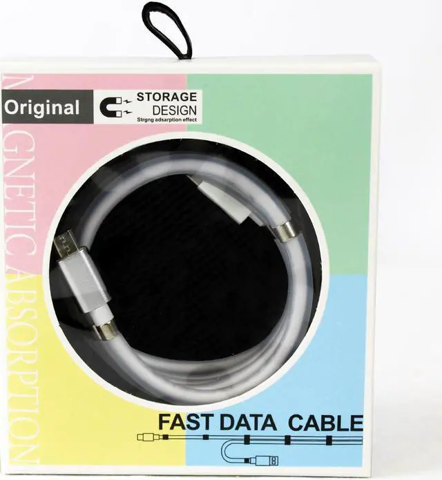 Main image of GlobalTone - USB-A to Lightning Cable with Magnetic Storage System, 2.4A, 1 Meter Length, White