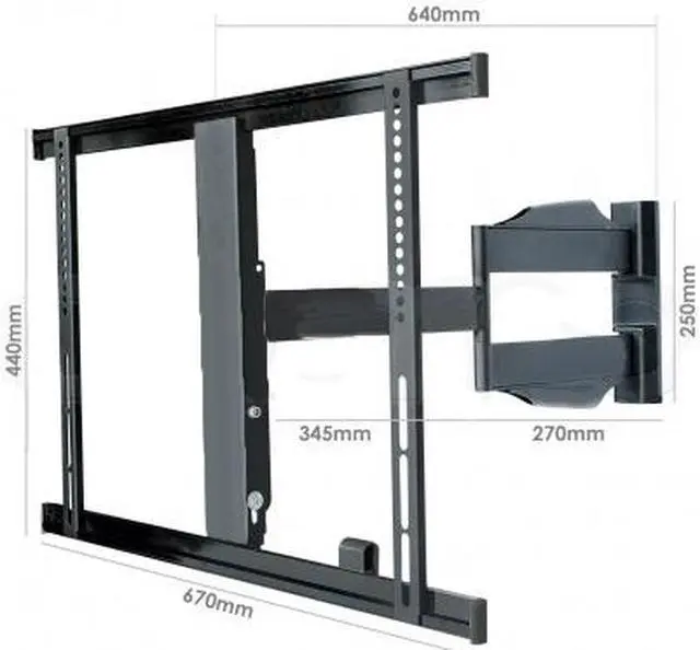 Alt view image 2 of 3 - GlobalTone Full Motion Wall Mount 1 Articulated Arm and Swivel for TV Television LED 42" to 65" Ultra-Slim