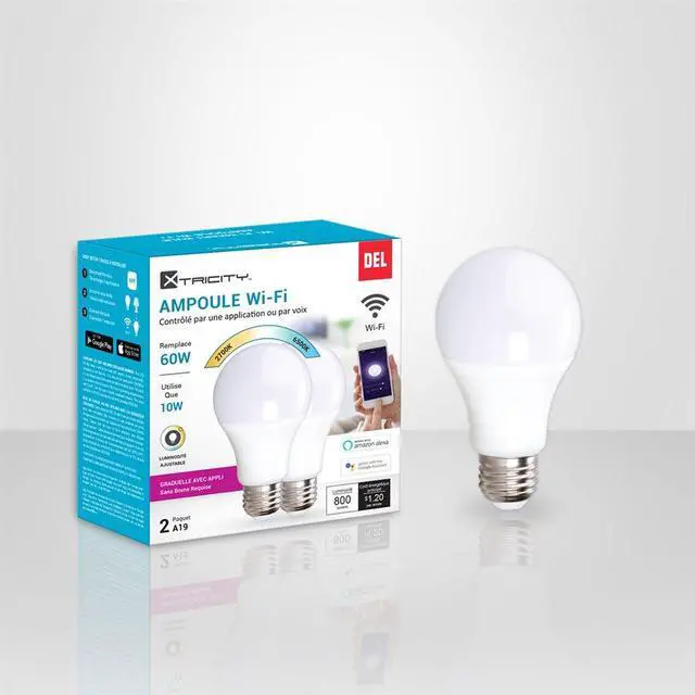 Alt view image 2 of 2 - Xtricity 1-50084 LED Wi-Fi Type A 10W 120V 2700K-6500K Tunable Dim 2PK White