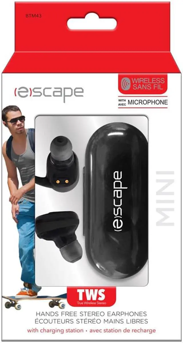 Alt view image 2 of 3 - Escape BTM43 Wireless Stereo Bluetooth Earphones With Charging Station Black
