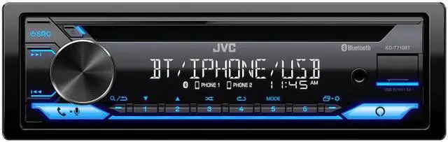 Alt view image 2 of 11 - JVC KD-T710BT In-Dash CD Receiver Featuring Bluetooth For Car, Black