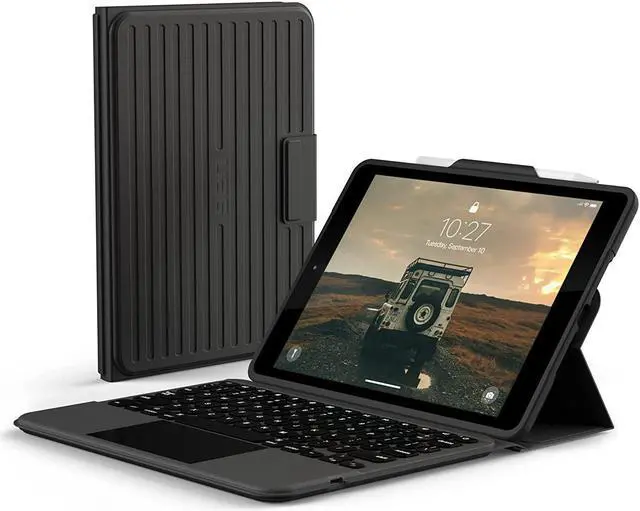 Main image of URBAN ARMOR GEAR UAG iPad 10.2 iPad 9th Generation Case with Keyboard, Black/Ash, English Rugged Bluetooth Wireless Keyboard Multi-Touch Trackpad Backlit Keys Protective Smart Cover Folio