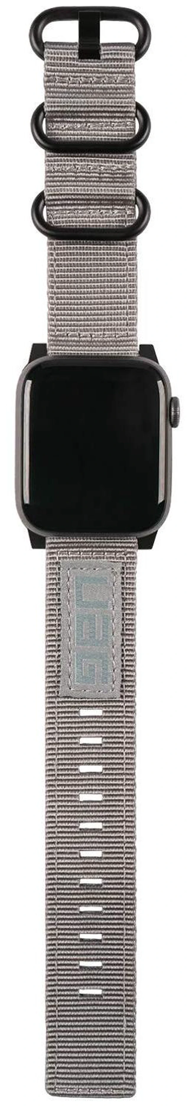 Alt view image 5 of 11 - UAG Apple Watch 45mm 44mm 42mm, iWatch Series 7/6/5/4/3/2/1 & Watch SE, High Strength Nylon Weave Replacement Strap, Nato Grey