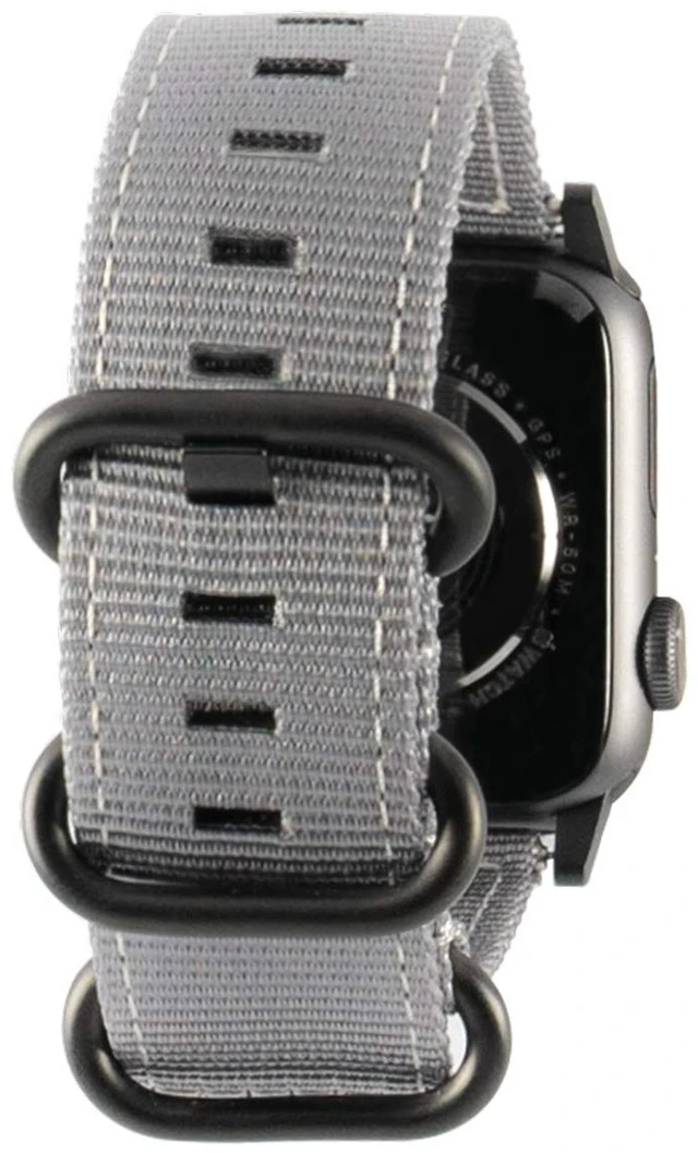 Alt view image 7 of 11 - UAG Apple Watch 45mm 44mm 42mm, iWatch Series 7/6/5/4/3/2/1 & Watch SE, High Strength Nylon Weave Replacement Strap, Nato Grey