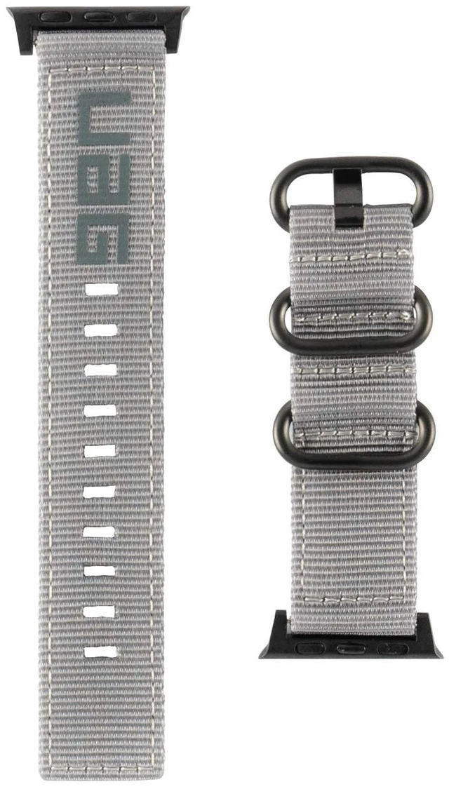 Alt view image 6 of 11 - UAG Apple Watch 45mm 44mm 42mm, iWatch Series 7/6/5/4/3/2/1 & Watch SE, High Strength Nylon Weave Replacement Strap, Nato Grey
