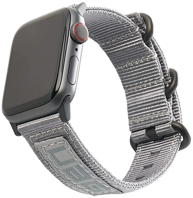 Main image of UAG Apple Watch 45mm 44mm 42mm, iWatch Series 7/6/5/4/3/2/1 & Watch SE, High Strength Nylon Weave Replacement Strap, Nato Grey