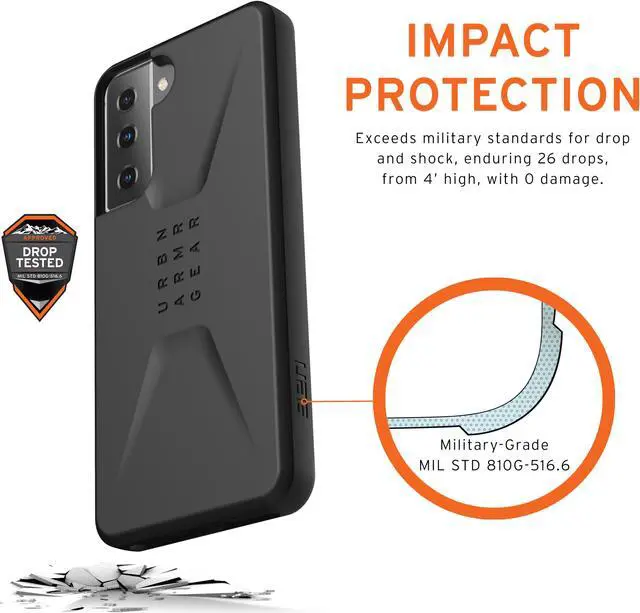 Alt view image 3 of 14 - UAG Designed for Samsung Galaxy S21 5G Case [6.2-inch Screen] Sleek Ultra-Thin Shock-Absorbent Civilian Protective Cover, Black