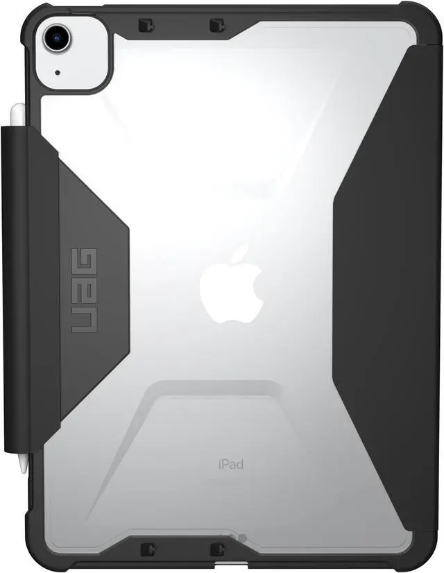 Alt view image 3 of 11 - UAG iPad Air 10.9-inch (5th Gen, 2022) Case Rugged Translucent Featherlight Multi-Angle Viewing Folio Stand with Pencil Holder Plyo Protective Cover, Black/Ice