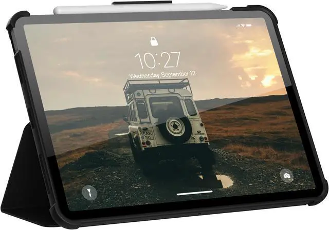 Alt view image 4 of 11 - UAG iPad Air 10.9-inch (5th Gen, 2022) Case Rugged Translucent Featherlight Multi-Angle Viewing Folio Stand with Pencil Holder Plyo Protective Cover, Black/Ice