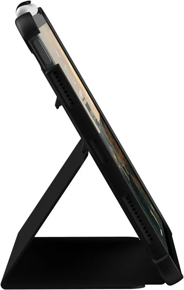 Alt view image 5 of 11 - UAG iPad Air 10.9-inch (5th Gen, 2022) Case Rugged Translucent Featherlight Multi-Angle Viewing Folio Stand with Pencil Holder Plyo Protective Cover, Black/Ice