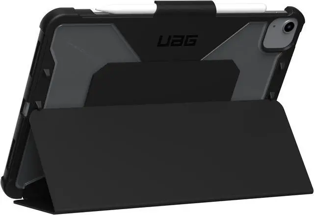 Alt view image 6 of 11 - UAG iPad Air 10.9-inch (5th Gen, 2022) Case Rugged Translucent Featherlight Multi-Angle Viewing Folio Stand with Pencil Holder Plyo Protective Cover, Black/Ice