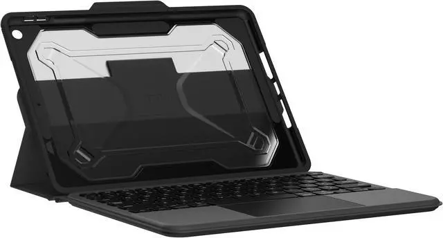 Alt view image 3 of 11 - URBAN ARMOR GEAR UAG iPad 10.2 iPad 9th Generation Case with Keyboard, Black/Ash, English Rugged Bluetooth Wireless Keyboard Multi-Touch Trackpad Backlit Keys Protective Smart Cover Folio