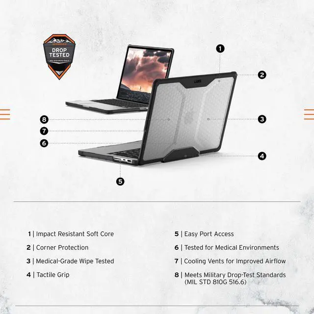 Alt view image 2 of 7 - UAG MacBook Pro 14-inch (2021) (A2442) Case Plyo Feather-Light Translucent Rugged Military Drop Tested Laptop Cover, Ice