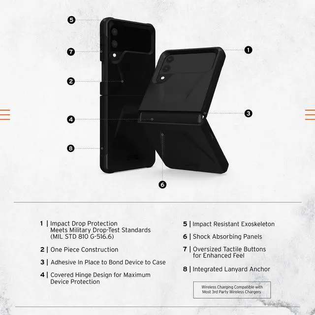 Alt view image 3 of 8 - UAG Designed for Samsung Galaxy Z Flip 4 Case 2022 Black Civilian Sleek Ultra-Thin Shock-Absorbent Protective Cover by URBAN ARMOR GEAR