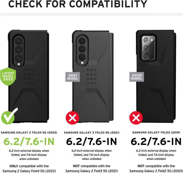 Alt view image 2 of 8 - UAG Designed for Samsung Galaxy Z Fold 4 Case 2022 Green Olive Civilian Sleek Ultra-Thin Shock-Absorbent Protective Cover by URBAN ARMOR GEAR