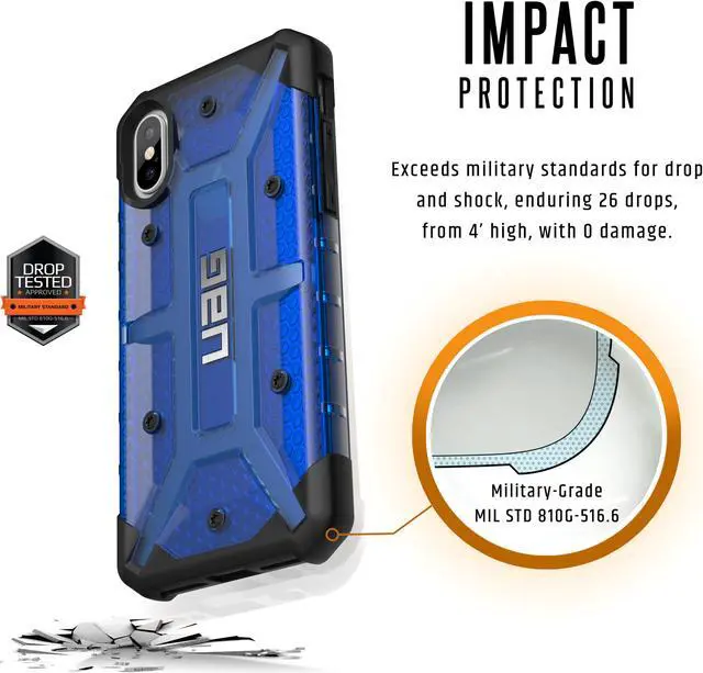 Alt view image 2 of 12 - UAG iPhone Xs / iPhone X [5.8-inch screen] Plasma Feather-Light Rugged [Cobalt] Military Drop Tested iPhone Case