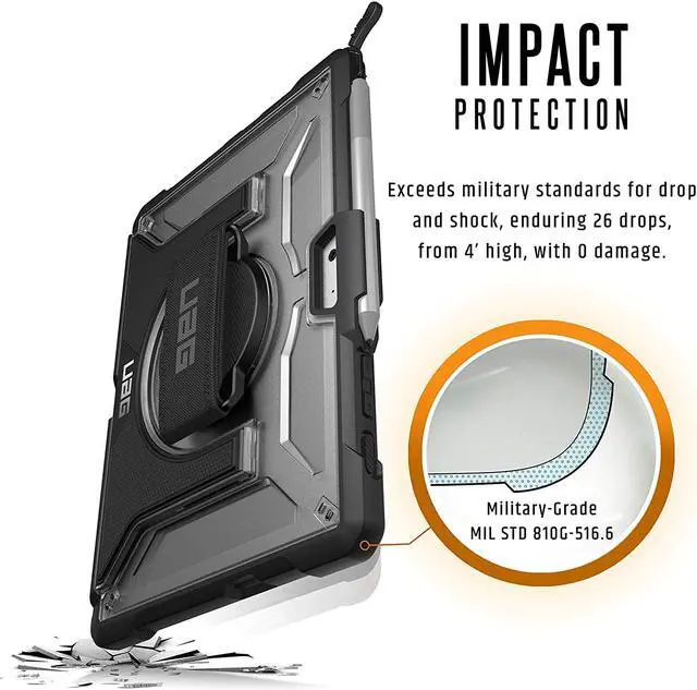 Alt view image 2 of 20 - UAG Designed for Microsoft Surface Go 4 / Surface Go 3 / Surface Go 2 / Surface Go Case 10.5" Plasma w/Hand Strap & Shoulder Strap Feather-Light Rugged Military Drop Tested Cover Ice
