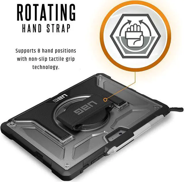 Alt view image 3 of 20 - UAG Designed for Microsoft Surface Go 4 / Surface Go 3 / Surface Go 2 / Surface Go Case 10.5" Plasma w/Hand Strap & Shoulder Strap Feather-Light Rugged Military Drop Tested Cover Ice