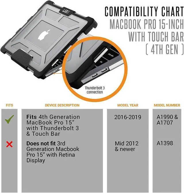 Alt view image 2 of 11 - UAG MacBook Pro 15-inch with Touchbar (4th Gen, 2016-2019) Feather-Light Rugged [Ice] Case