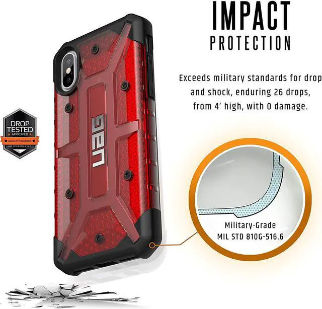 Alt view image 2 of 8 - UAG iPhone Xs / iPhone X [5.8-inch screen] Plasma Feather-Light Rugged [Magma] Military Drop Tested iPhone Case