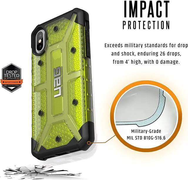 Alt view image 2 of 14 - UAG iPhone Xs / iPhone X [5.8-inch Screen] Plasma Feather-Light Rugged [Citron] Military Drop Tested iPhone Case