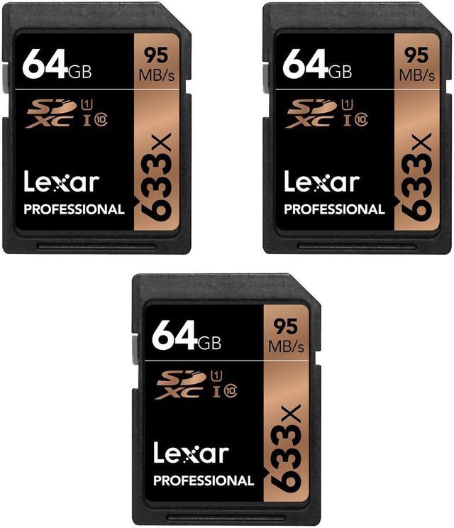 Main image of Lexar Professional 633x 64GB USH-1 Class 10 SDXC Memory Card (3-Pack)