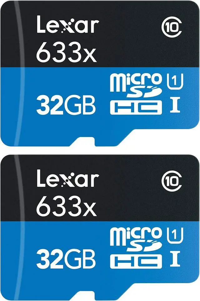 Alt view image 2 of 7 - Lexar 2 Pack 633x 32GB (64GB Total) MicroSDHC UHS-I Memory Cards + SD Adapter Bundle