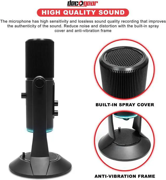 Alt view image 5 of 7 - Deco Gear PC Microphone for Gaming, Streaming, Music Recording, Virtual, USB Plug and Play