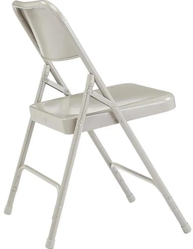 Alt view image 3 of 10 - NPS 202 Premium All-Steel Double Hinge Folding Chair - Supports Up to 500 lb - 17.25" Seat Height - Gray - 4/Carton