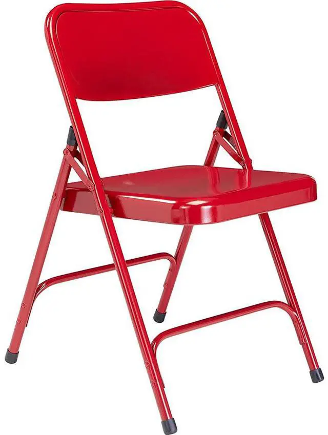 Alt view image 4 of 4 - NPS 240 Premium All-Steel Double Hinge Folding Chair - Supports Up to 500 lb, 17.25" Seat Height - Red - 4/Carton