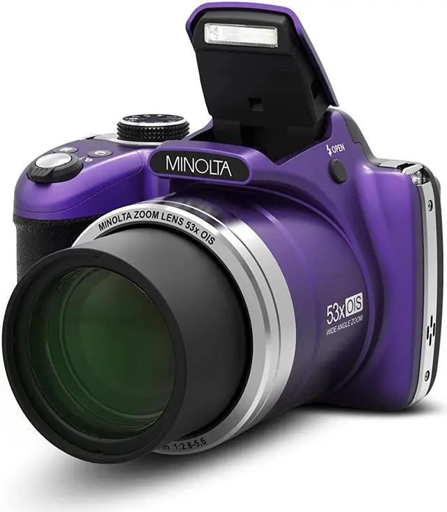 Alt view image 12 of 16 - Minolta MN53Z-P 16.0-Megapixel 53x Zoom Bridge Camera (Purple)