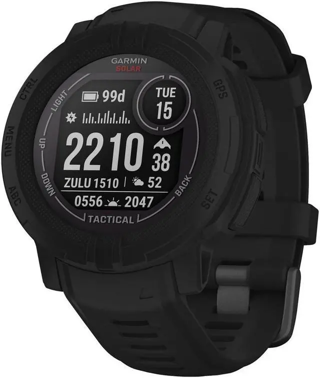 Alt view image 2 of 7 - Garmin Instinct 2 Solar Smartwatch, Tactical Edition, Black + Accessories Bundle