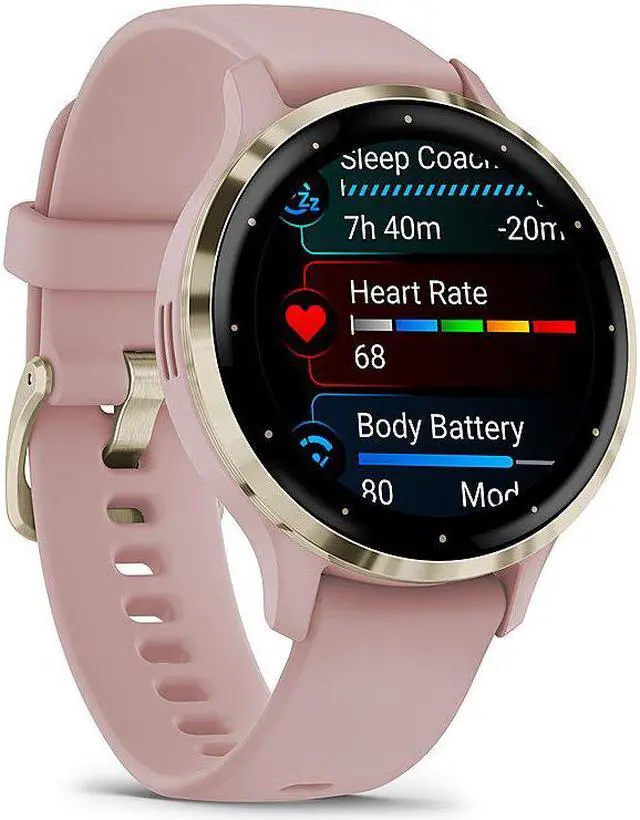 Alt view image 4 of 7 - Garmin Venu 3S GPS Smartwatch Gold Steel Bezel w/ Dust Rose Case + Warranty Kit