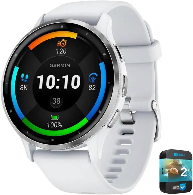 Main image of Garmin Venu 3 Fitness GPS Smartwatch Silver Steel Bezel w/Whitestone Case +Warranty Kit