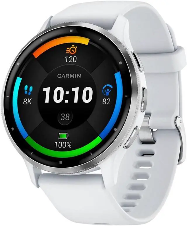 Alt view image 2 of 7 - Garmin Venu 3 Fitness GPS Smartwatch Silver Steel Bezel w/Whitestone Case +Warranty Kit