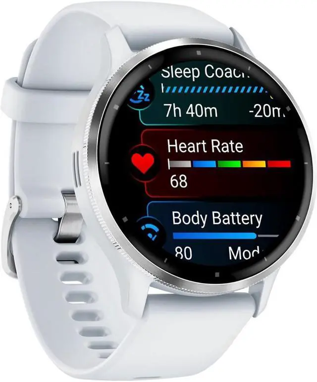 Alt view image 4 of 7 - Garmin Venu 3 Fitness GPS Smartwatch Silver Steel Bezel w/Whitestone Case +Warranty Kit
