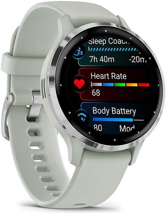 Alt view image 7 of 13 - Garmin Venu 3S, Silver Stainless Steel Bezel with Sage Gray Case and Silicone Band | Smart Watch 010-02785-01