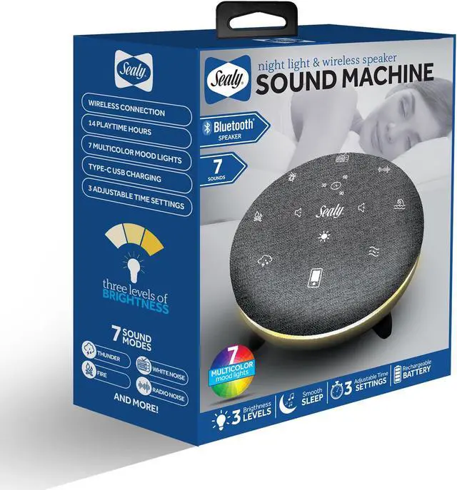 Alt view image 2 of 2 - Sealy Bluetooth Sleep Speaker with Adjustable Mood Lighting - Gray Fabric