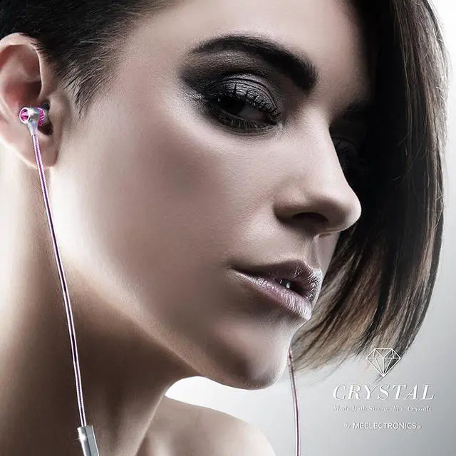 Alt view image 17 of 20 - Mee audio Pink  EP-M11J-PK-MEE  3.5mm  Connector In-Ear Headphones with Microphone Made with Swarovski Crystals