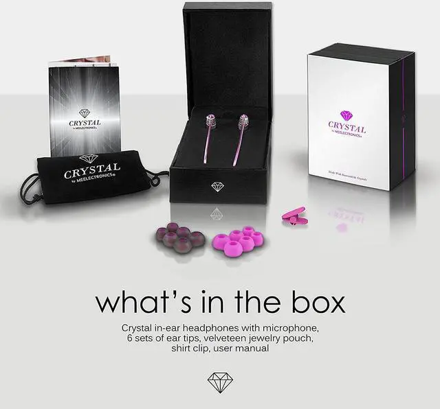 Alt view image 18 of 20 - Mee audio Pink  EP-M11J-PK-MEE  3.5mm  Connector In-Ear Headphones with Microphone Made with Swarovski Crystals