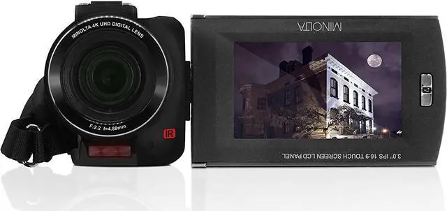 Alt view image 2 of 20 - Minolta MN4K30NV 4K Ultra HD 30 MP Night Vision Camcorder, Black