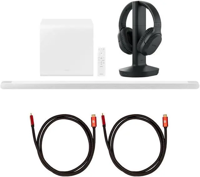 Main image of Samsung HW-S801B 3.1.2ch Soundbar w/ Wireless Dolby Atmos, White + Sony RF400 Headphones