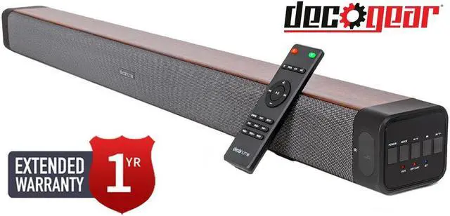 Main image of Deco Gear 60W 2.0 Channel Soundbar w/ Built-in Dual Subwoofers w/ Warranty Bundle