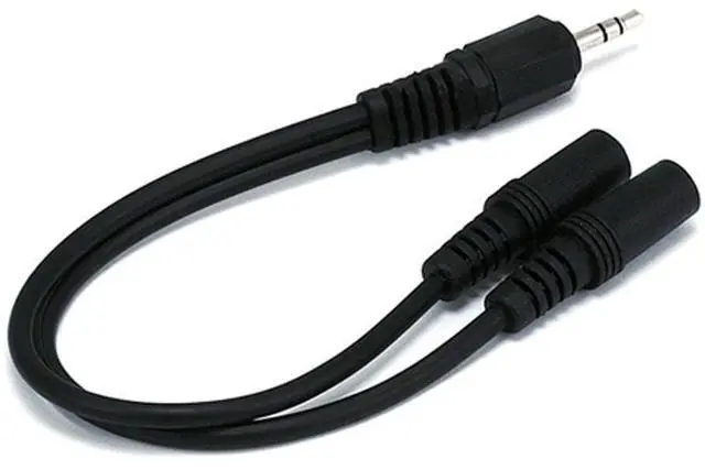 Alt view image 2 of 2 - Monoprice 667 6inch 3.5mm Stereo Plug - Two 3.5mm Stereo Jack Cable Cord