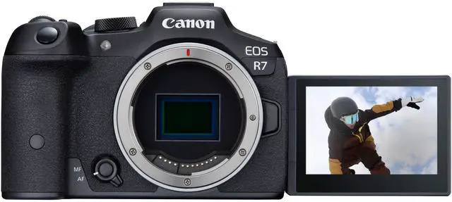 Alt view image 3 of 8 - Canon 5137C002 32.5 Megapixel EOS R7 AF/AE Mirrorless Camera - RF Mount - Body Only - APS-C CMOS Sensor - 4K Recording - 3.0-inch Touchscreen LCD - Wireless LAN - Black