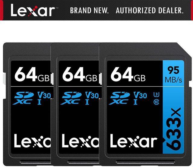Alt view image 3 of 4 - Lexar Professional 633x 64GB USH-1 Class 10 SDXC Memory Card (3-Pack)